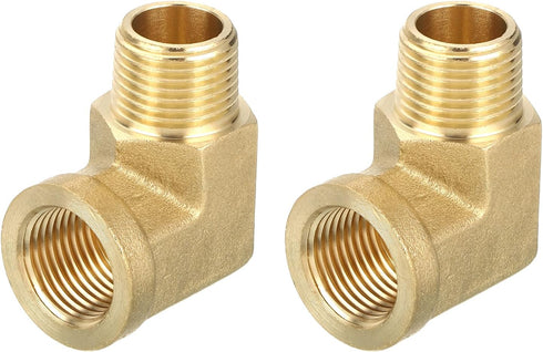 uxcell 90 Degree Brass Pipe Fitting Street Elbow 3/8" NPT Connector for Gas, Air, Oil, Propane - 2pcs