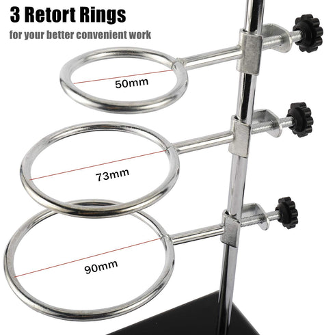 YaeCCC Premium Iron Laboratory Stand Support Metalware Set, 60cm Lab Clamp Flask Clamp Condenser Stand