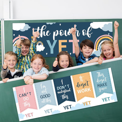 QOUBAI Boho Rainbow Growth Mindset Posters Mindset Classroom Decorations for Positive Reading Bulletin Board