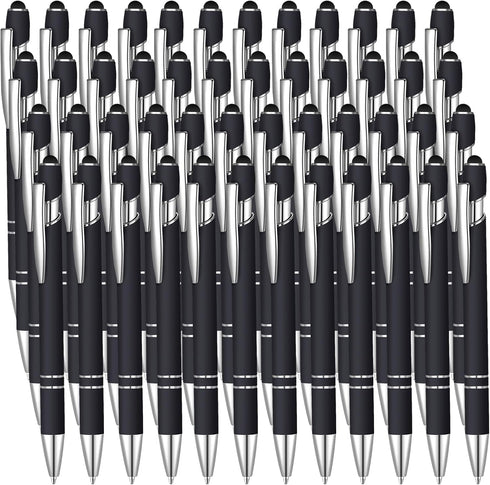 Yaure Joy 50 Pcs Black Inkling Ballpoint Pen with Stylus 2 in 1 Ballpoint