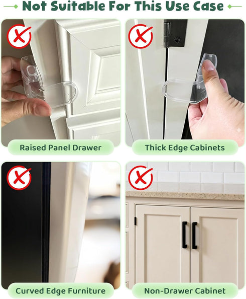 6 Pack Roctee Drawer Baby Locks Clear, Baby Proof Locks for Side Drawers Pull Out Thin Dresser Kitchen Cabinet Bedside