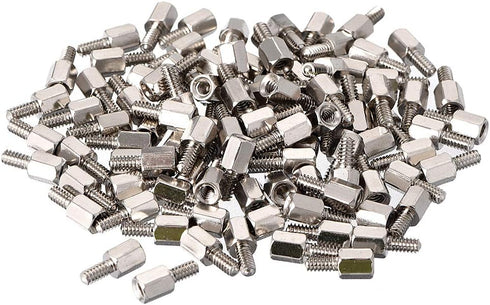 uxcell 4#-40 6+6mm F/M Brass Hex Standoff Spacer Screws, Nickel Plated 100 Pcs