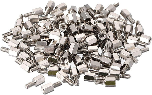 uxcell 4#-40 6+6mm F/M Brass Hex Standoff Spacer Screws, Nickel Plated 100 Pcs