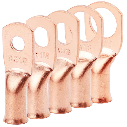 5PCS Heavy Duty Battery Lugs, 8AWG 1/2in M12 Battery Cable Ends Ring Terminals Connectors