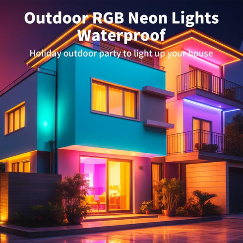 16.4FT 12V Remote,IP65 iNextStation RGB Neon LED Strip Lights, Flexible Rope Lights Color Changing Multiple Modes