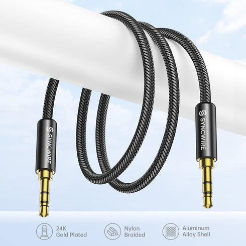 3.5mm (3.3ft/1m,Hi-Fi Syncwire Nylon Braided Aux Cable Sound), Audio Auxiliary Input Adapter Male to Male Cord