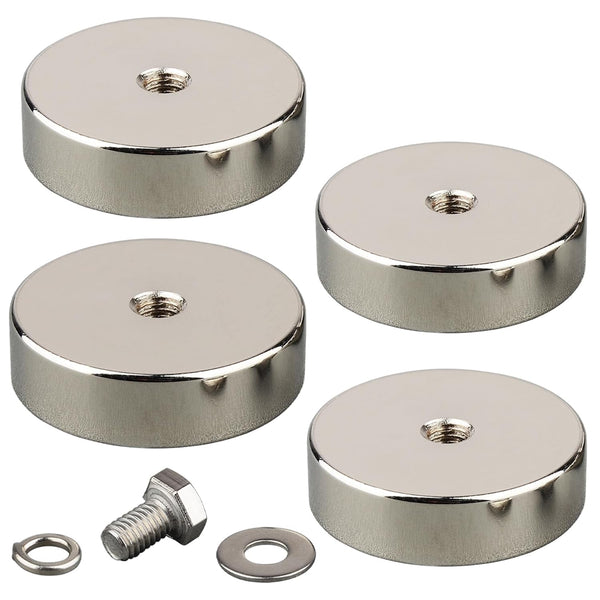 MUTUACTOR 4PCS Strong Neodymium Pot Magnet,92lbs Heavy Duty Magnets with 1/4 Female