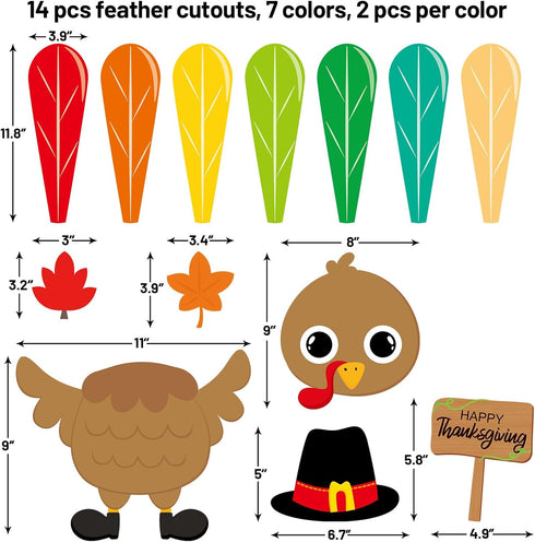 Turkey Bulletin Board Decoration Set Thanksgiving Turkey Cutouts Fall Classroom Decor School Supplies by ceiba tree