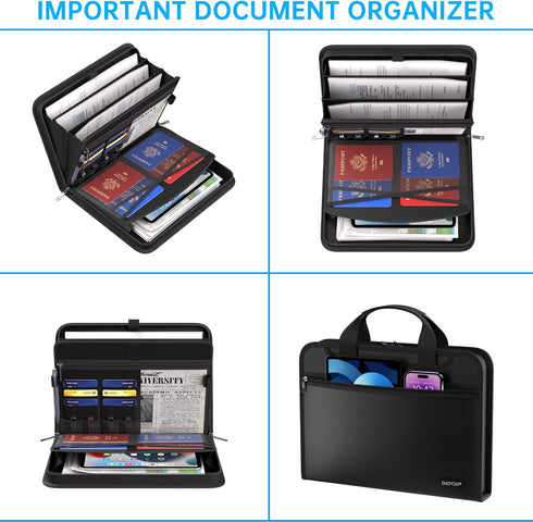ENGPOW Fireproof Document Organizer Folder, Expanding File Folder with Multi Pockets, Portable Storage for Important