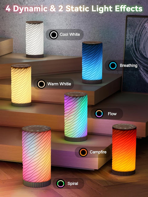 Printerst Dimmable 3-in-1 Touch Bedside Lamp with Sound Machine for Adults, Night Light for Bedroom, Bluetooth Speaker