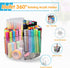 Large Acrylic Pen Holder, 360 Degree Rotating Desk Organizer with 6 Compartments, Office Marker Storage Caddy