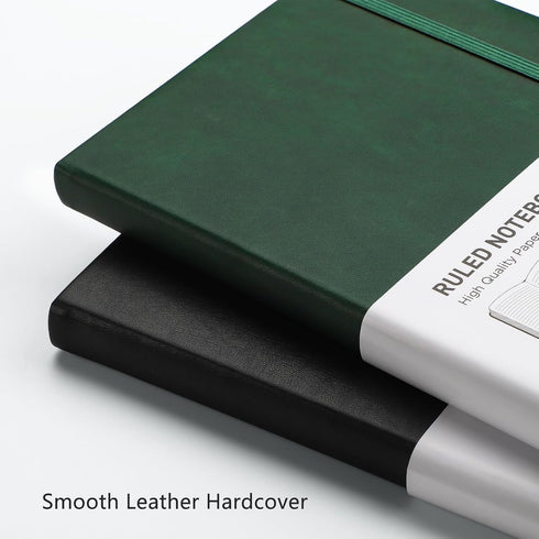 RETTACY Journaling Notebooks 2-Pack, A5 College Ruled, 192 Numbered Pages, 100 GSM Acid-Free Paper, Leather Hardcover,
