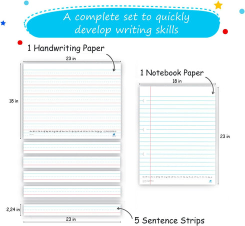 5 18'x23' Simply Magic Magnetic Writing Paper Kit - Notebook Paper Poster, Magnetic Handwriting Paper, Dry Erase
