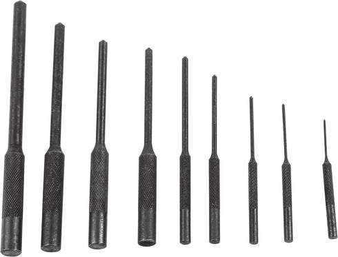 Wheeler Roll Pin Punch Set with 9 Steel Punches and Labeled Rollup Storage Bag