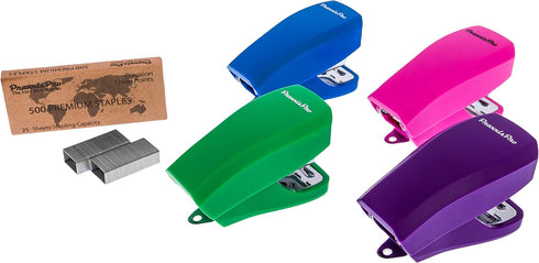 Desk Accessories - Aria Premium Mini Stapler Set, Built-in Staple Removers, 2000 Standard Staples Included, Set of 4