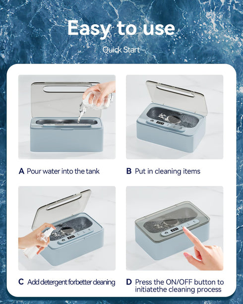 ZHHAYWAY 47kHz 3 330ML Ultrasonic Jewelry Cleaner, Ultrasonic Retainer Cleaner for Jewelry, Eyeglass, Braces