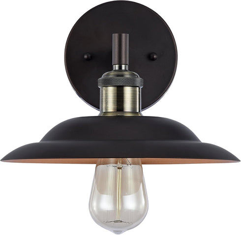 1 10" Industrial-Style Light Rubbed Bronze Wall Sconce Wide