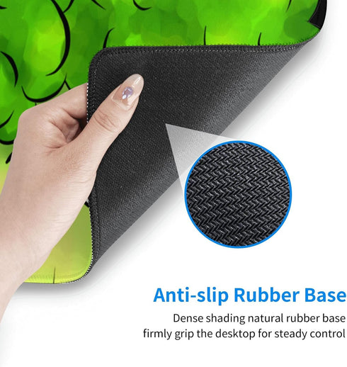 Adsygnt 16x29.5 Inch Broccoli Cartoon Gaming Mouse Pad Large - Non-Slip Desk Mat with Stitched Edges, Durable Textured