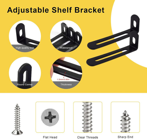 Generic 10 2.8"x1"x0.6" 90 Pcs Adjustable Corner Bracket, Metal Slotted L Brackets Heavy Duty Degree Right Angle