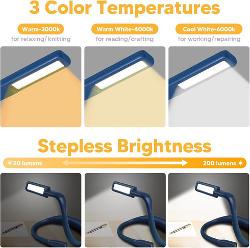 LED Neck Reading Light and Crafting Lamp with Black Storage Case, Ideal for Book Lovers, Readers, Crafters and Outdoor