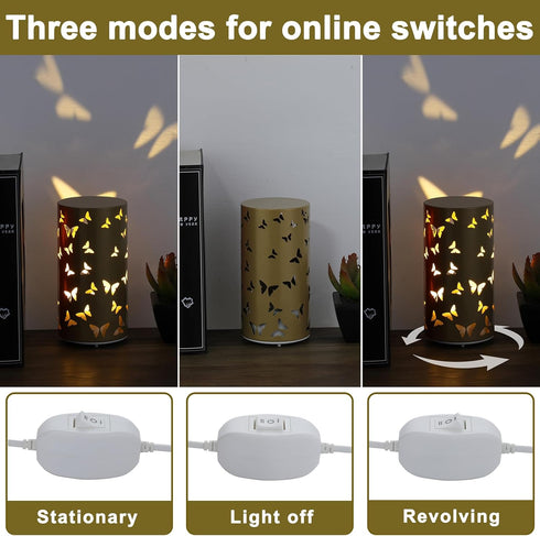 Butterfly Night Light - USB Table Lamp with Rotating Projection, Portable Bedside Light for Bedroom, Coffee Shop, Gifts