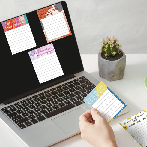 Funny Notepads with Sayings, Sticky Office Supplies, Sarcastic To Do List Notepad for Workers, 12 Designs, 3 x 3.93 Inch