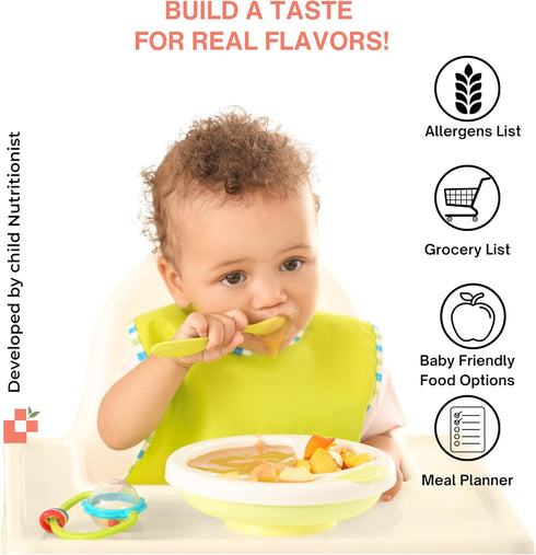 Baby First Food Tracker & Weekly Meal Planner Magnetic Baby Food Checklist Track Solid Food Introduction | 101 Before One Baby-Led Weaning Feeding Essential for 6+ Months 35x25 cm by Adi+Isla