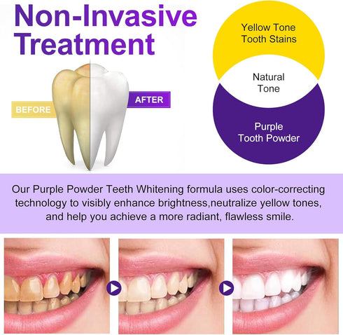 BHMSHY 15g Enamel-Safe Teeth Whitening Powder Gentle on Teeth No Sensitivity Formula Removes Stains Breath Freshening