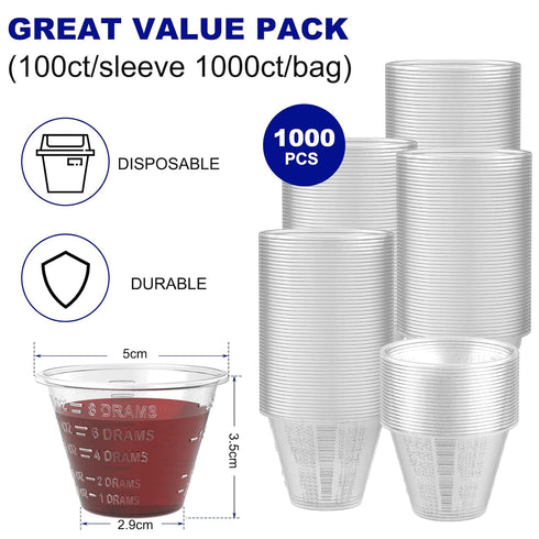 ReliMedPro pack 1000, 1 oz (30ml) disposable medicine cups graduated, bulk of small plastic measuring cup for liquid