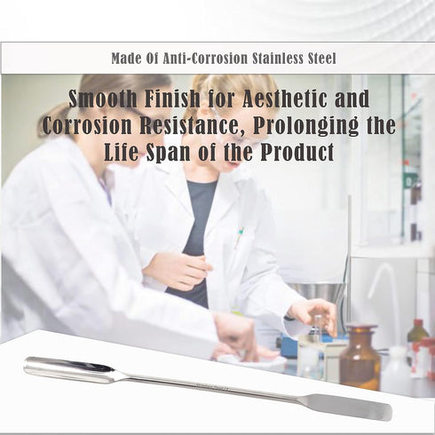 Stainless Steel Double Ended Micro Lab Scoop Spoon, Half Rounded & Flat End Spatula Sampler (7 INCH)