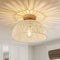 Boho Ceiling Light Fixture Rattan Flush Mount Ceiling Light Bedroom Chandelier Hand-Woven