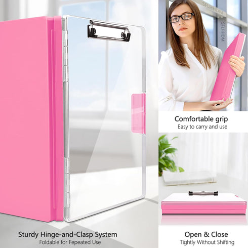 Clipboard with Storage, Heavy Duty Clip Boards 8.5x11 with 2 Storage Cases, Side Opening Clipboards for Office Supplies