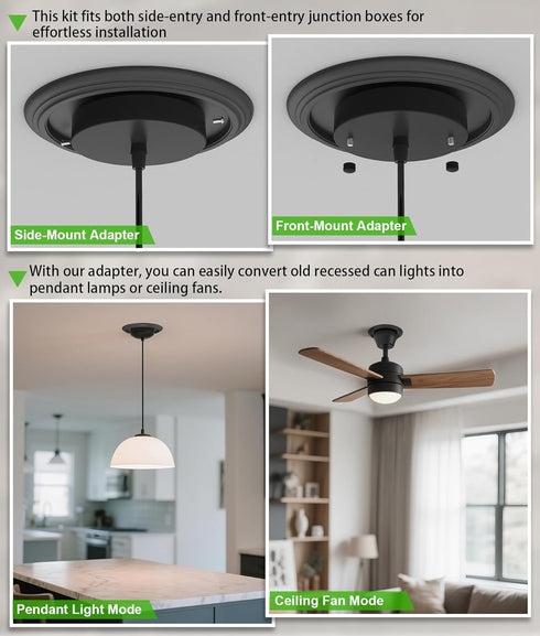 5" 6" 7 Inch and Recessed Can Light Conversion Kit, Light Fixture Upgrade, Pendant Light, Fan Compatible, Equipped