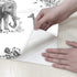 Peel and Stick Wallpaper for Kids Room, Giraffe and Elephant Black/White Vintage Contact Paper, 17.7 x 118.1