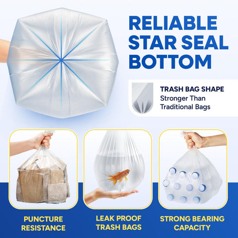 7-10 6 24x23 Pack 1000 PLASTIC PRINCE Gallon Trash Bags, Small Office Trash Bags, Micron Waste Basket Clear Garbage