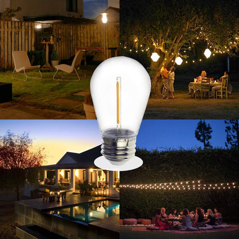 Jslinter S14 1W Outdoor String Lights Bulbs, Shatterproof & Waterproof, 2200K Warm White, 11W Equivalent, E26 Base