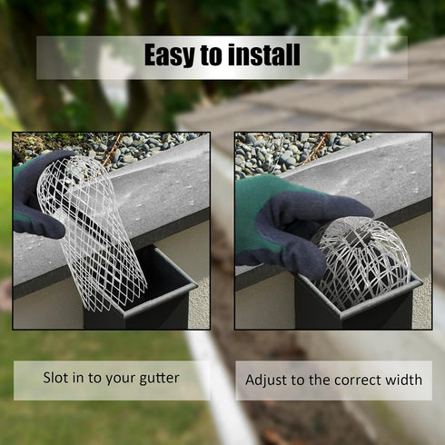 Gutter Guard 8 Pack, Adjustable Aluminum Leaf Filter Strainer 3.5 Inch Gutter Downspout Guard Preventing Blockage