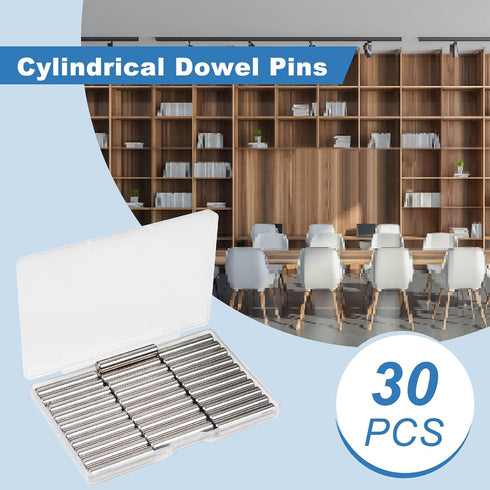 Juvielich 30Pcs M6 30mm 304 x Dowel Pin Stainless Steel Cylindrical Dowel Pins Shelves Dowel Pin Bookshelf Support Pegs