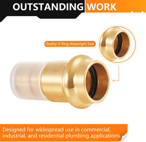 10-Pack LF Brass 1/2" PRESS X 1/2" PEX-A Expansion F1960 Coupling Adapter, Brass Press Fitting