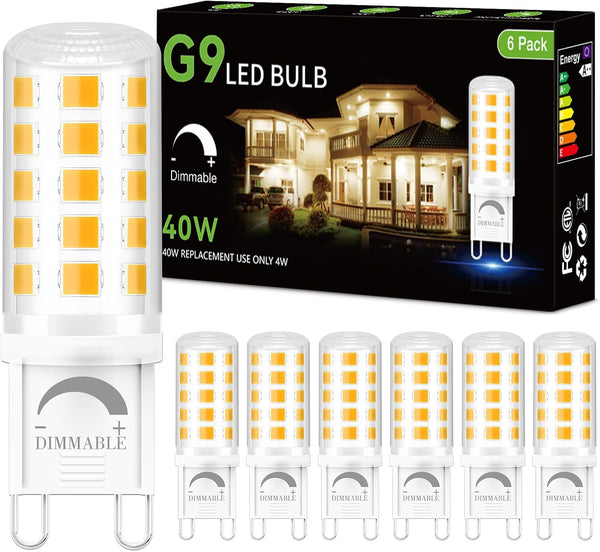 DAYBEETER 6 Pack Dimmable G9 LED Bulb 4W (40 Watt Equivalent), 3000K
