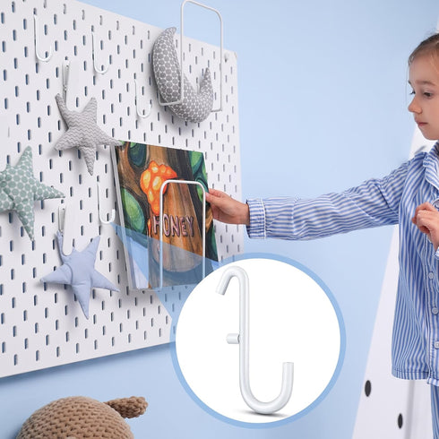 30 Pcs White Pegboard Hooks, Metal Storage Tool Accessories for Keys, Jewelry, Utensils, Compatible with IKEA Skadis