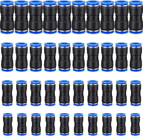 Honoson 40 Pieces Straight Push Connectors, Quick Release Pneumatic Connectors for Air Hose Fittings, 2 Way