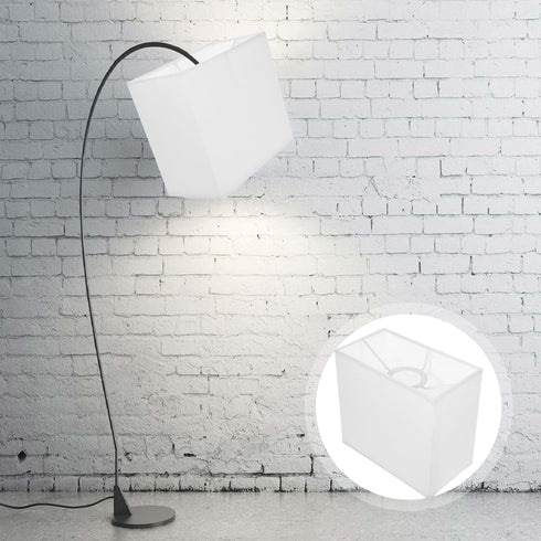 7.08X6.49X3.93 Inch Amosfun Rectangular Cloth Lampshade White Fabric Lamp Shade Replacement for Table and Floor Lamps