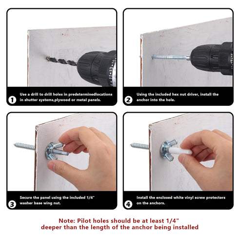 Otoolling 40 Set 1/4 -20x 2 inch Set in. Hurricane Anchoring Kit Hurricane Hardware Anchoring with Protective Cap, Wing