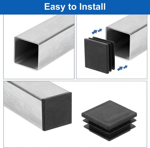 9/16" (15mm) 50 uxcell Square Tubing End Caps, Pcs Plastic Hole Plugs Insert End Cap for Metal Tubing Post Chair Leg