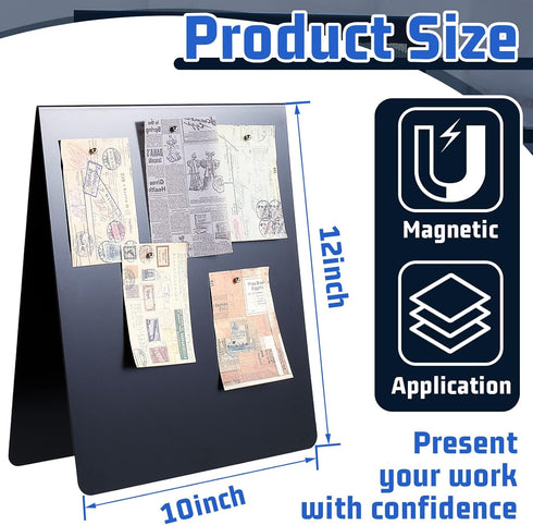 Leinuosen 12 x 10 Inch Magnetic Bulletin Board, Dry Erase Memo Board with Metal Easel for Home Office