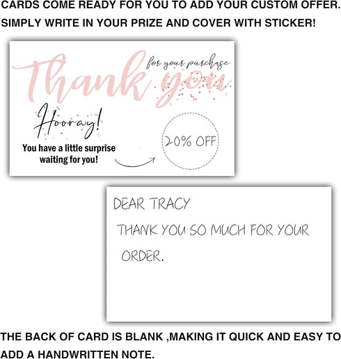 50 50 Stickers(C05) Thank You For Your Purchase Scratch Off Cards - Blank Gift Certificate Cards - Small Business Thank