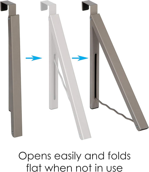HOLDN’ STORAGE Over The Door Hanger, Single Foldable Rack Organizer for Coats, Clothes & Towels, Satin Nickel