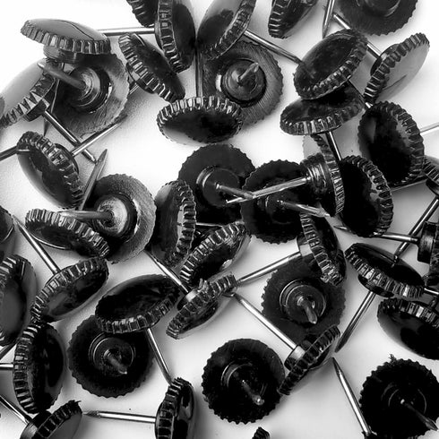 Lunies 50 PCS Black Push Pins for Wall Hangings, Decorative Thumb Tacks for Cork Board and Picture Hanging
