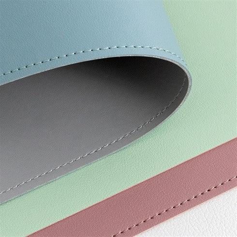 Wokuaile 23.6"x11.8" Makeup Mat for Vanity Top Protector, Dual-Sided PU Leather Desk Mat Waterproof Non-Slip Large